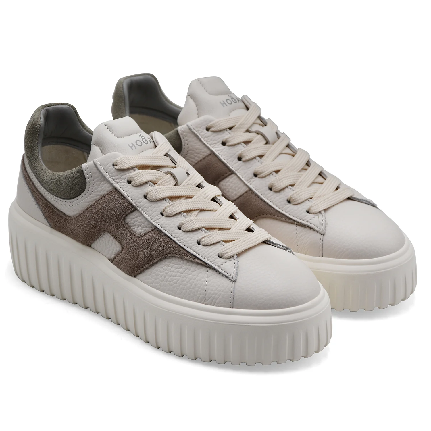 Sneakers Hogan H-Stripes Donna Avorio Beige Suola Extralight - Image 2