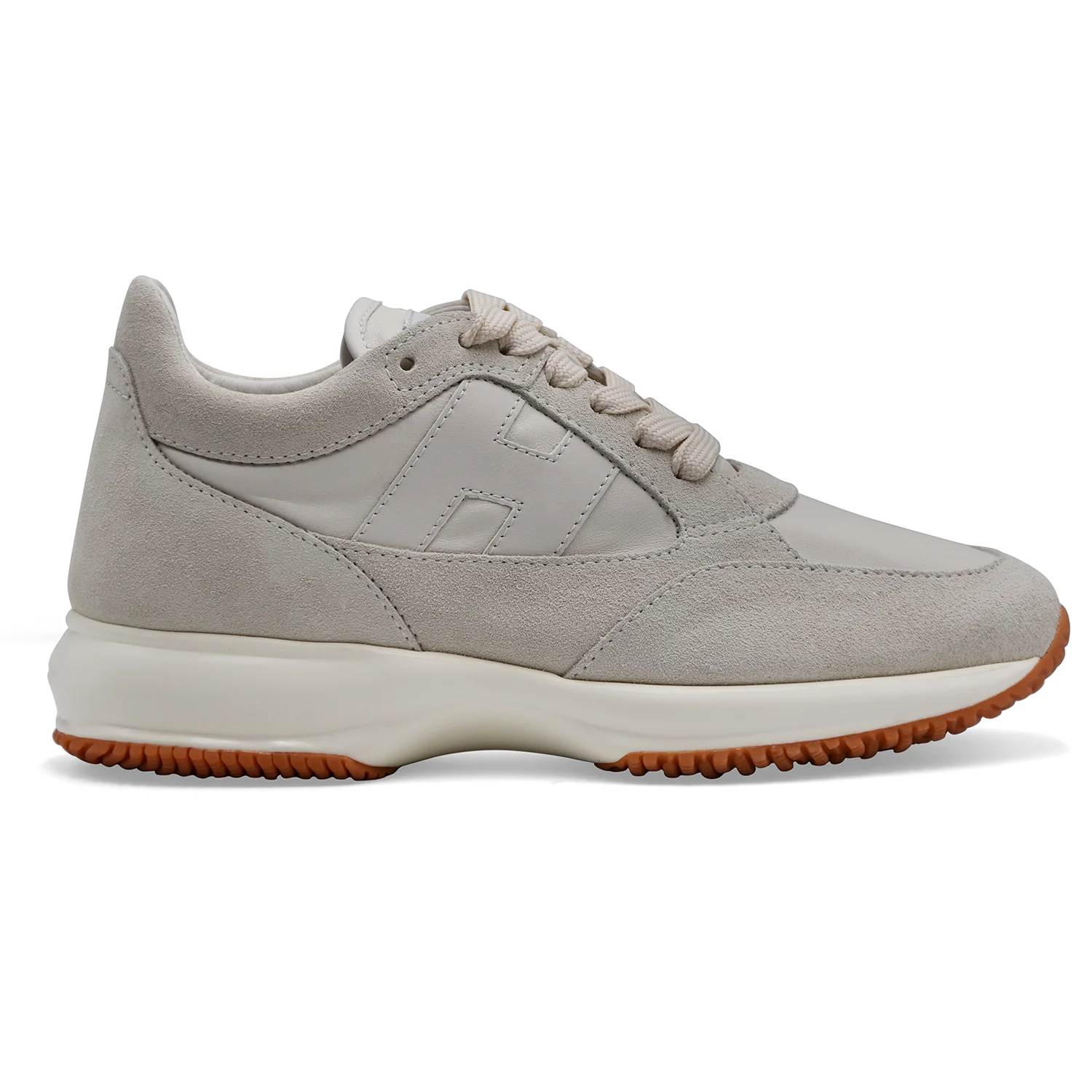 Sneakers Hogan Interactive Donna Design Rivisto In Pelle Avorio