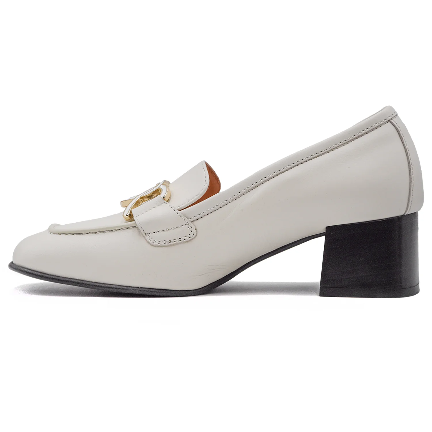 Love Moschino Mocassini Bianco Donna Con Tacco Comodo Fondo Gomma - Image 2