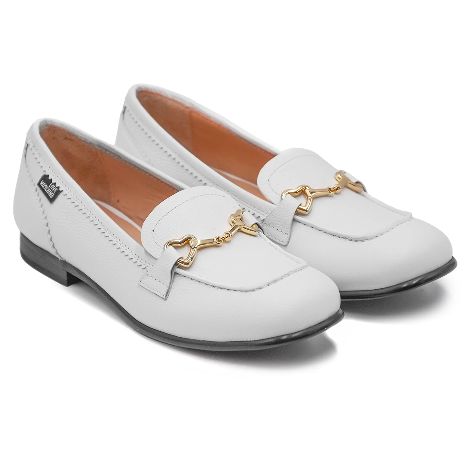 Love Moschino Mocassini Bianco Fettuccia Logata Laterale Donna - Image 2