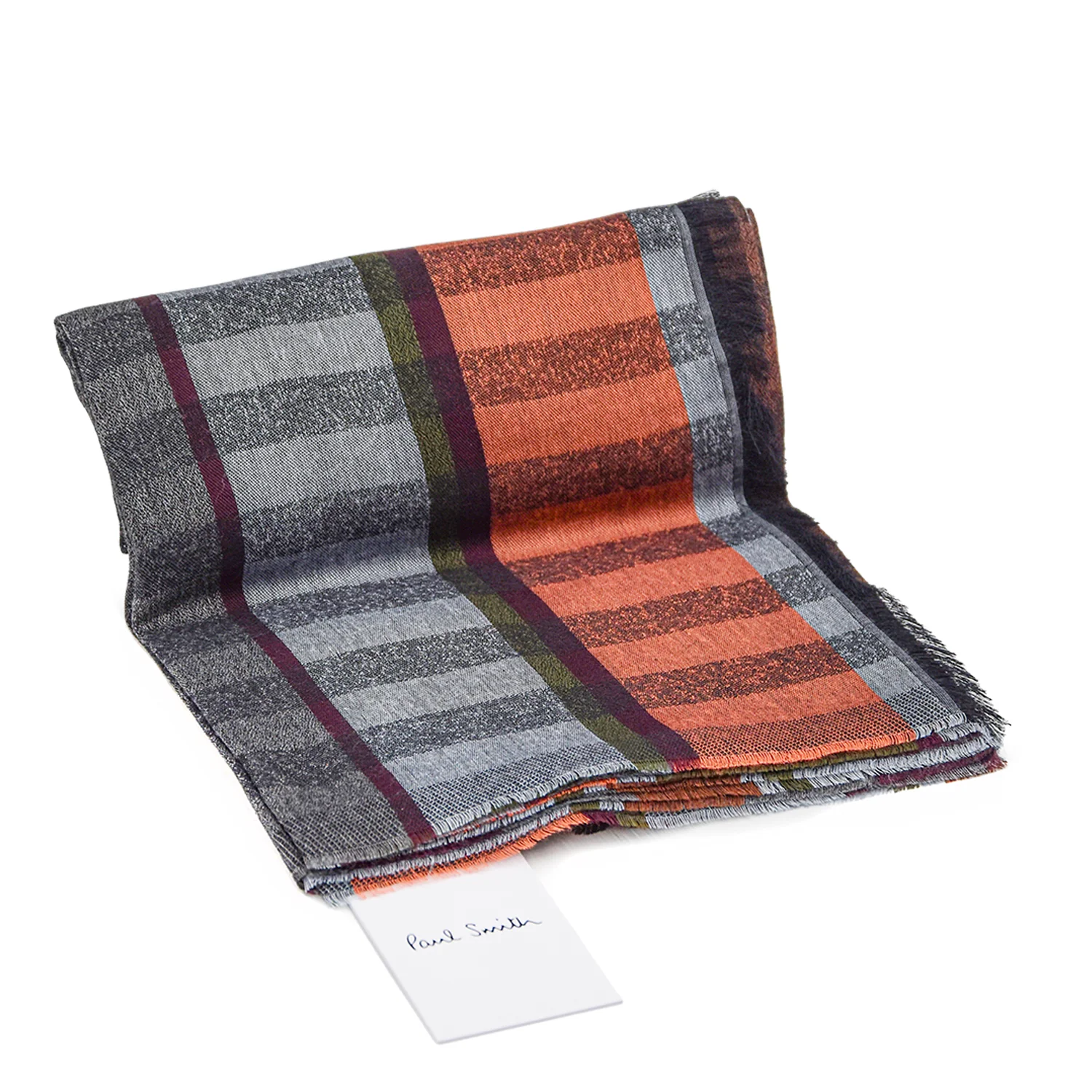 Paul Smith Grigio Mattone Sciarpe Unisex Con Bordi Sfrangiati - Image 2