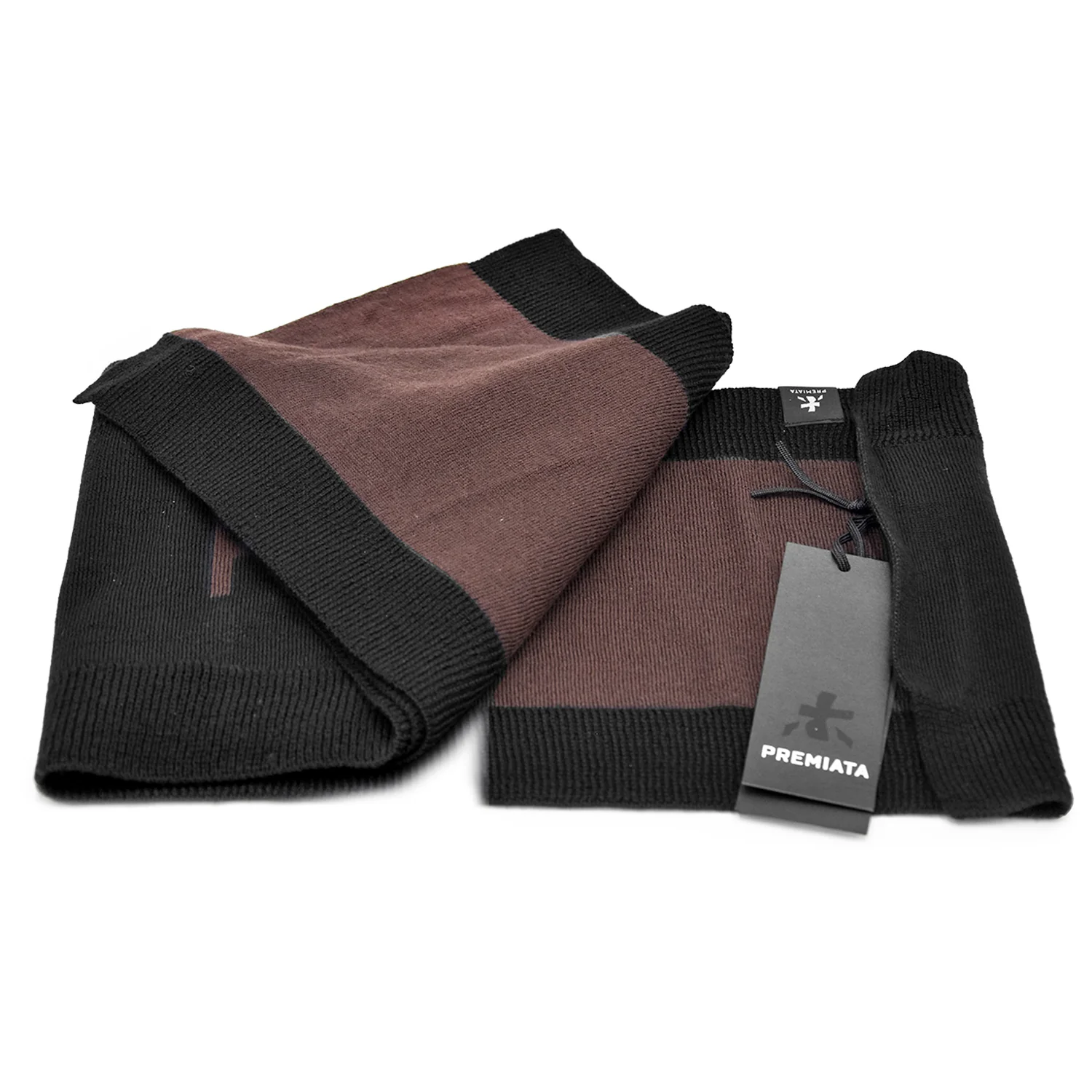Sciarpa Premiata Ostro Double Face Nero Marrone Con Maxi Logo - Image 3