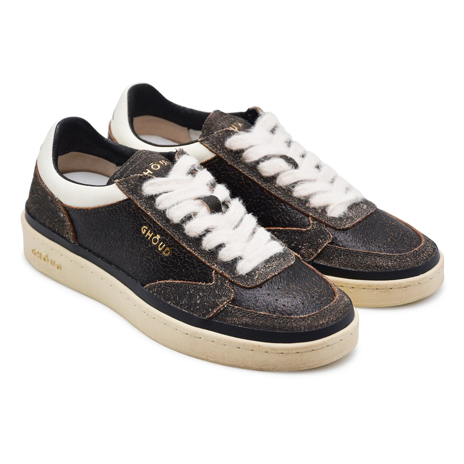 Sneakers Ghoud Uomo PBLM KP01 Vera Pelle Marrone Effetto Vintage - Image 2