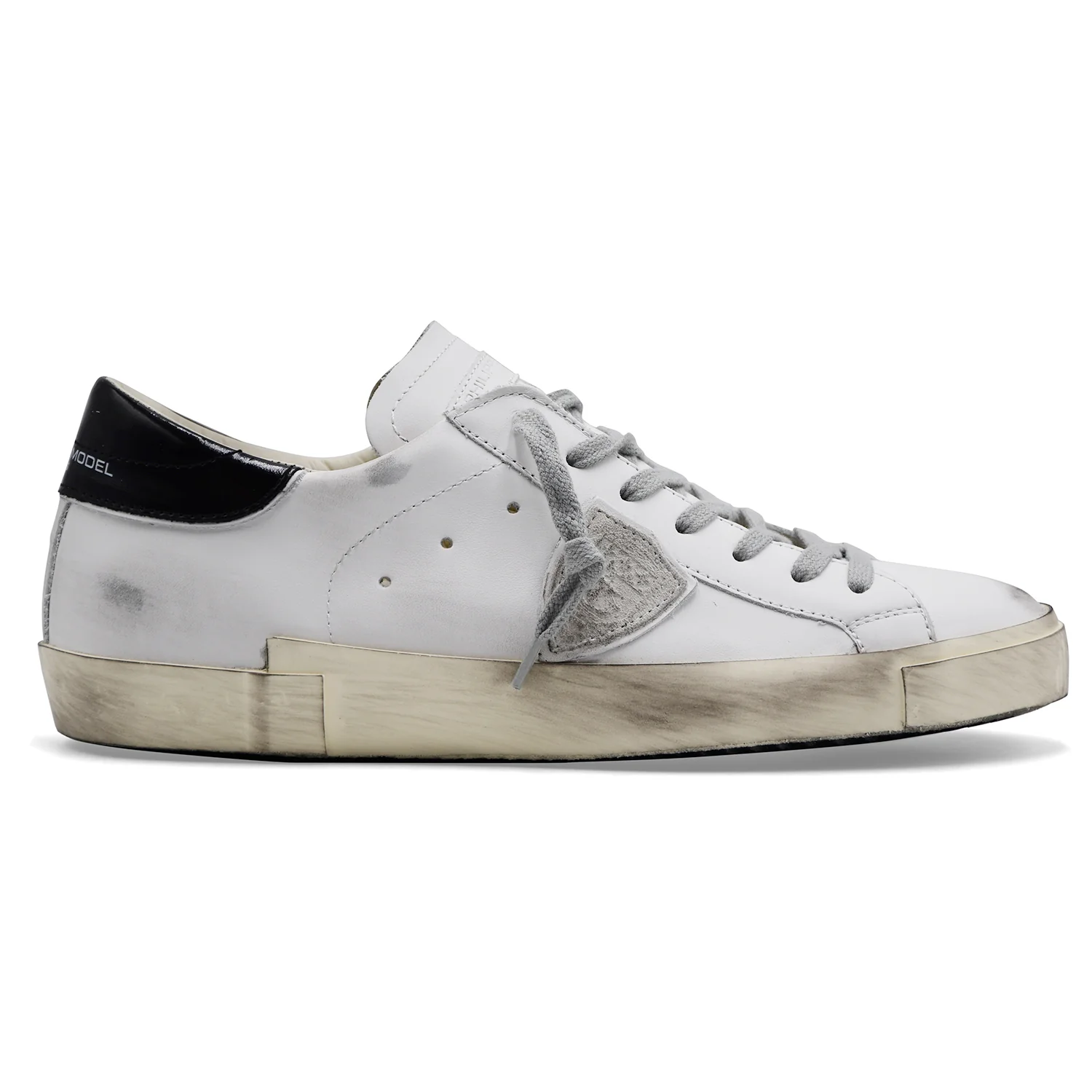 Philippe Model Uomo Sneakers PRSX LOW In Pelle Bianca Vintage