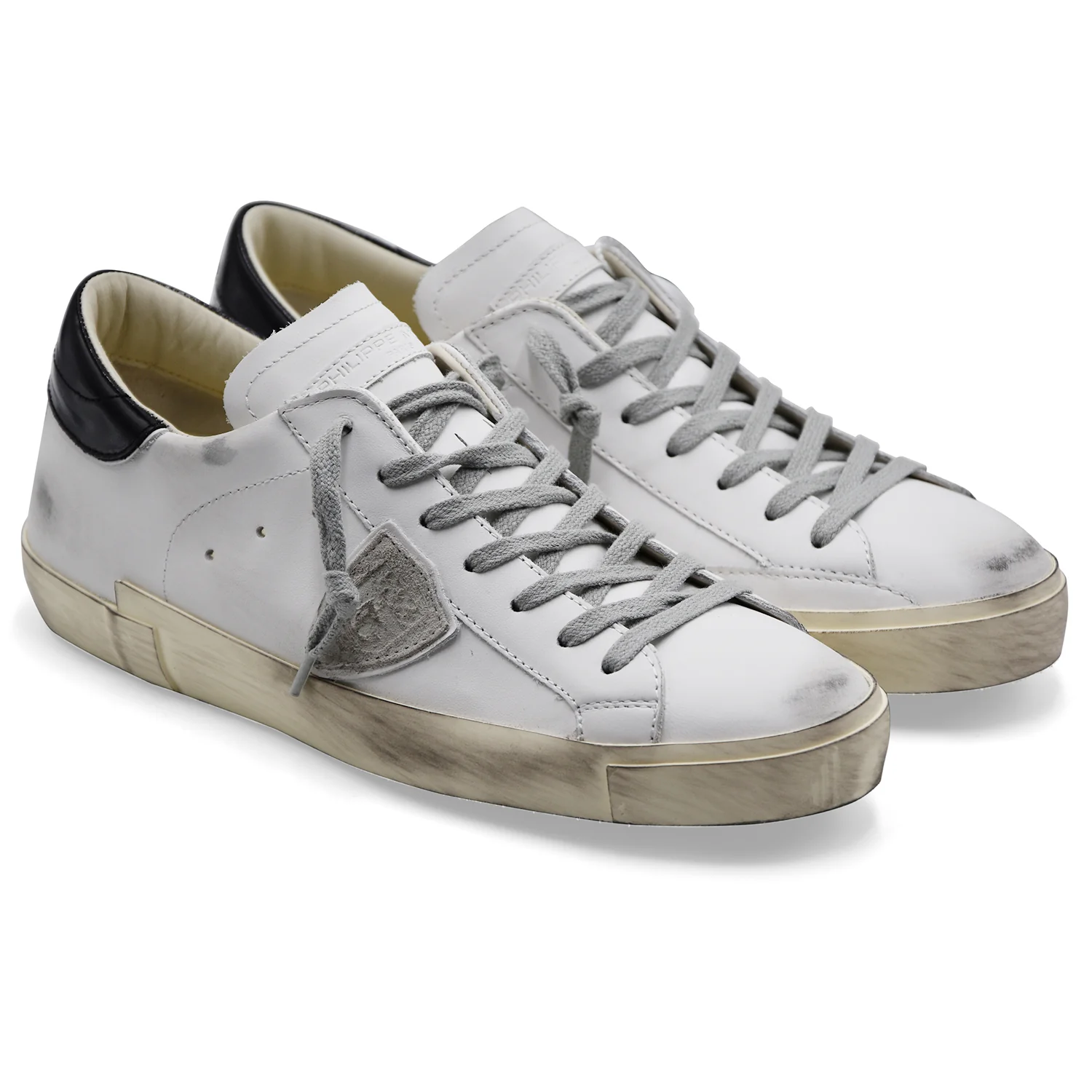Philippe Model Uomo Sneakers PRSX LOW In Pelle Bianca Vintage - Image 2