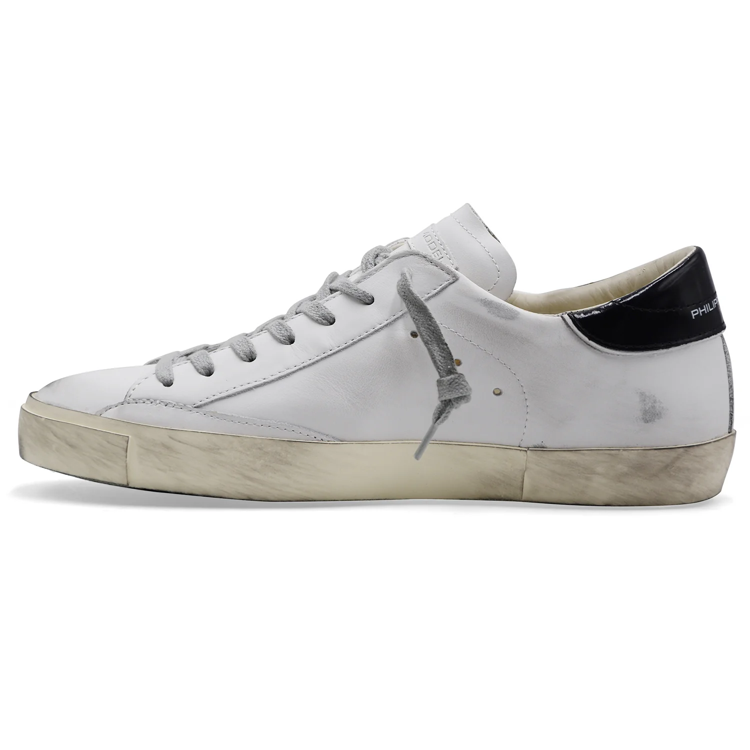 Philippe Model Uomo Sneakers PRSX LOW In Pelle Bianca Vintage - Image 4