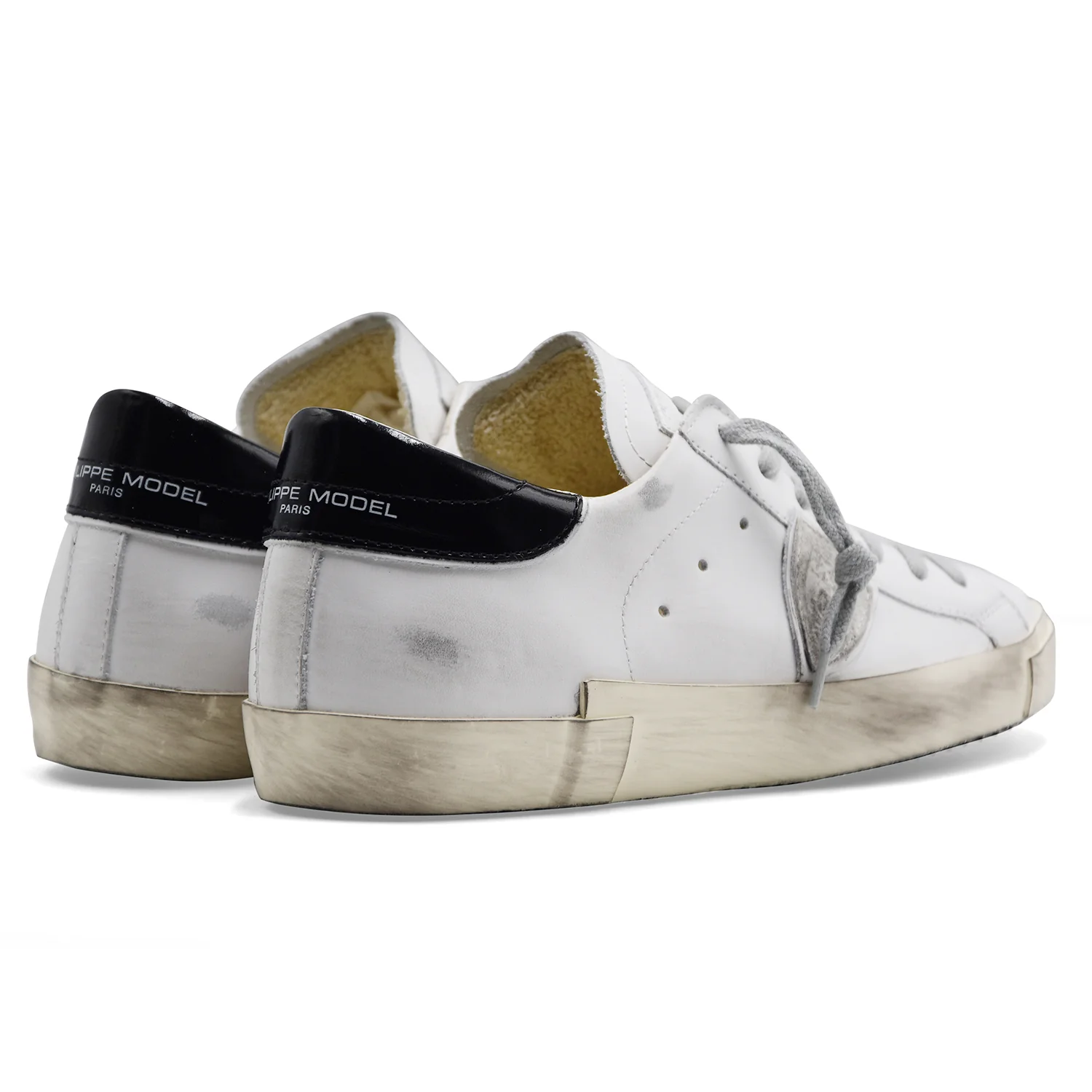 Philippe Model Uomo Sneakers PRSX LOW In Pelle Bianca Vintage - Image 5