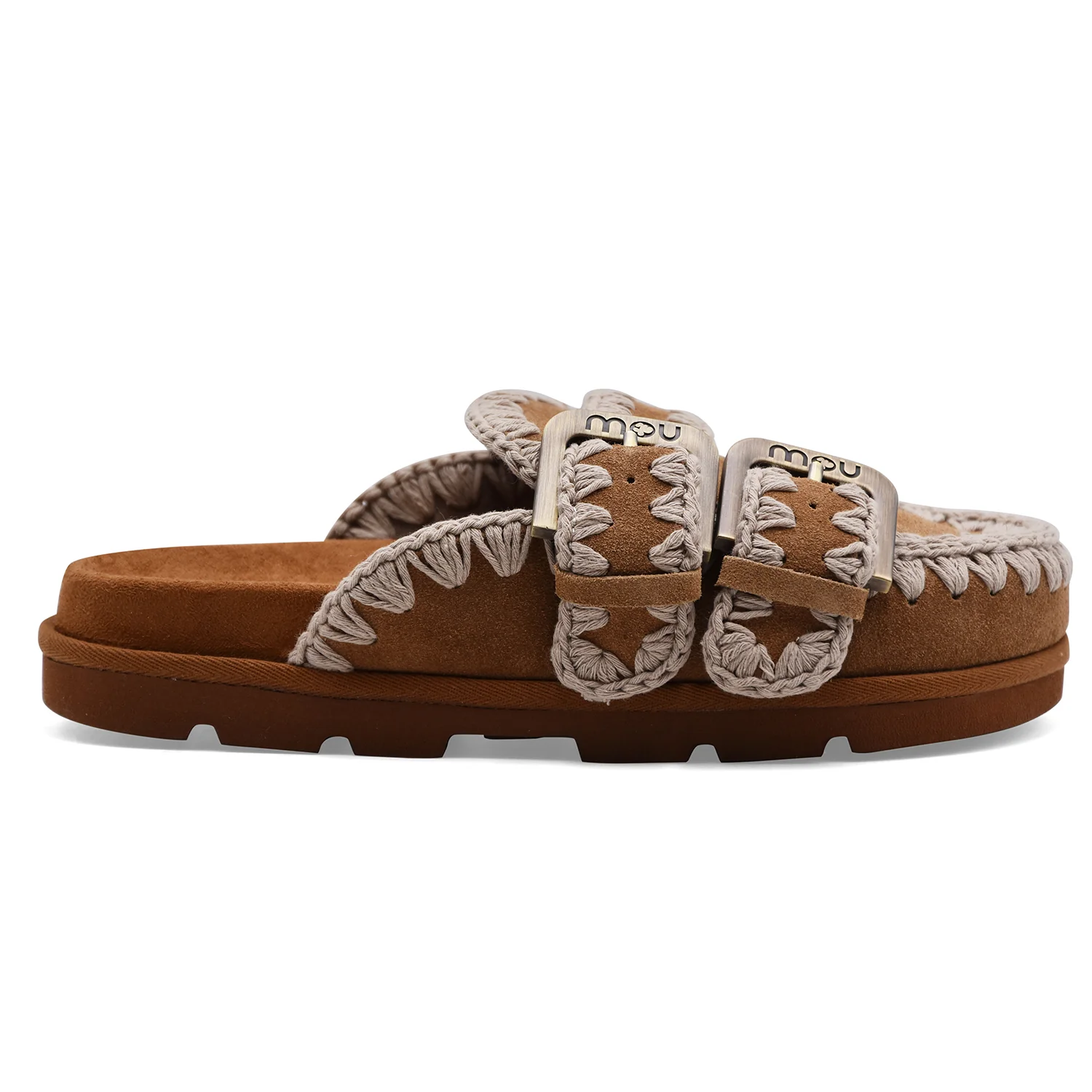 Sabot Donna Mou Low Bio Two Buckles In Cognac Casual Ricercato