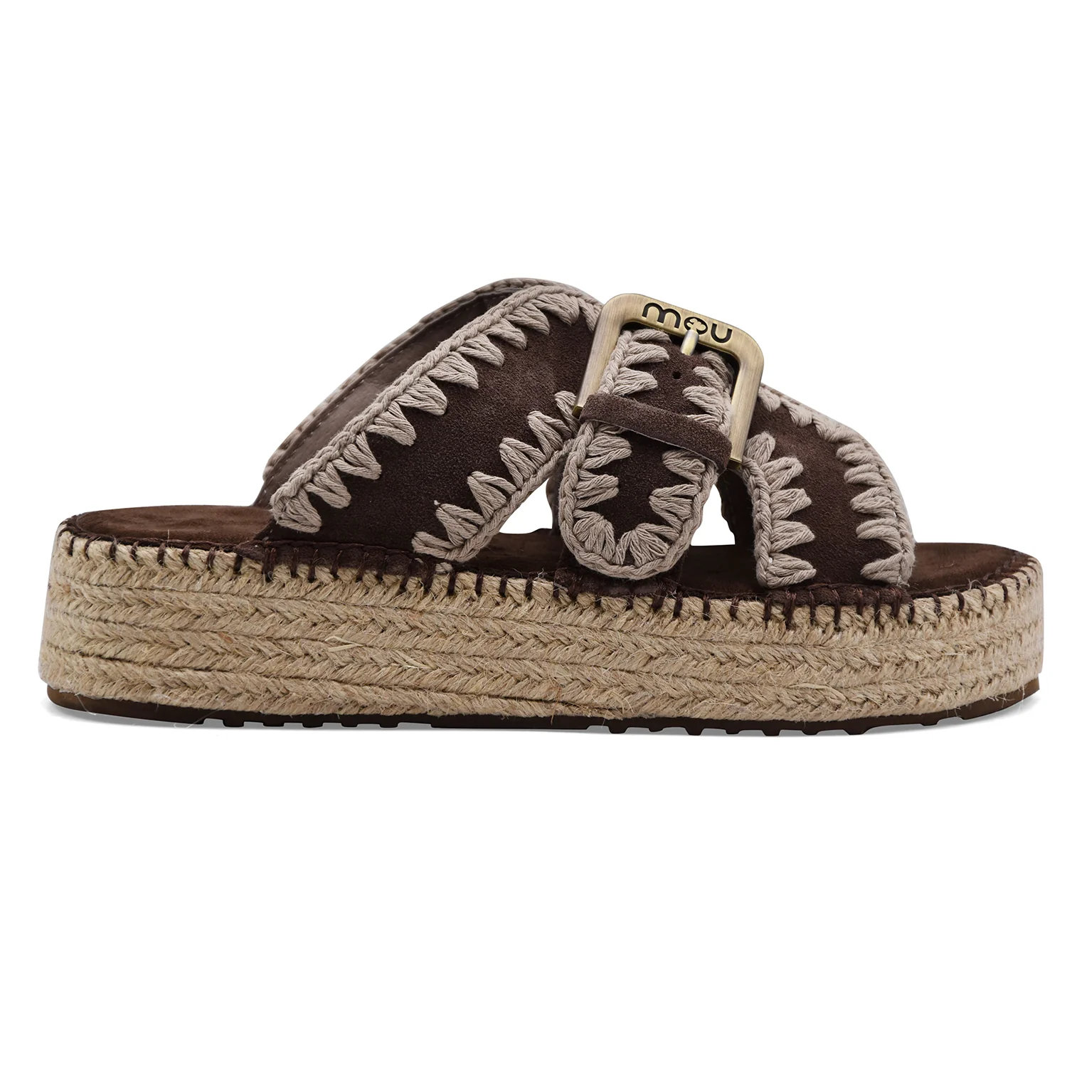 Sandali Donna Mou Jute Marrone Scuro Tocco Moderno Distintivo