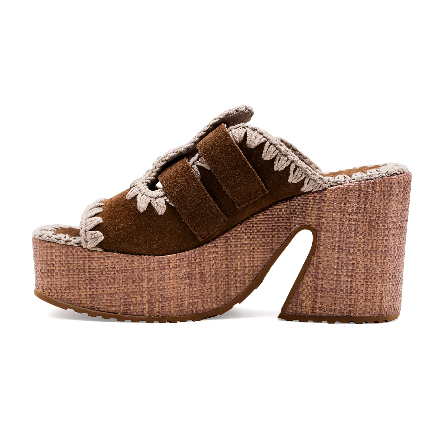Sandali Donna Mou Camoscio Marrone RAFFIA PLATFORM TWO-BUCKLES - Image 3