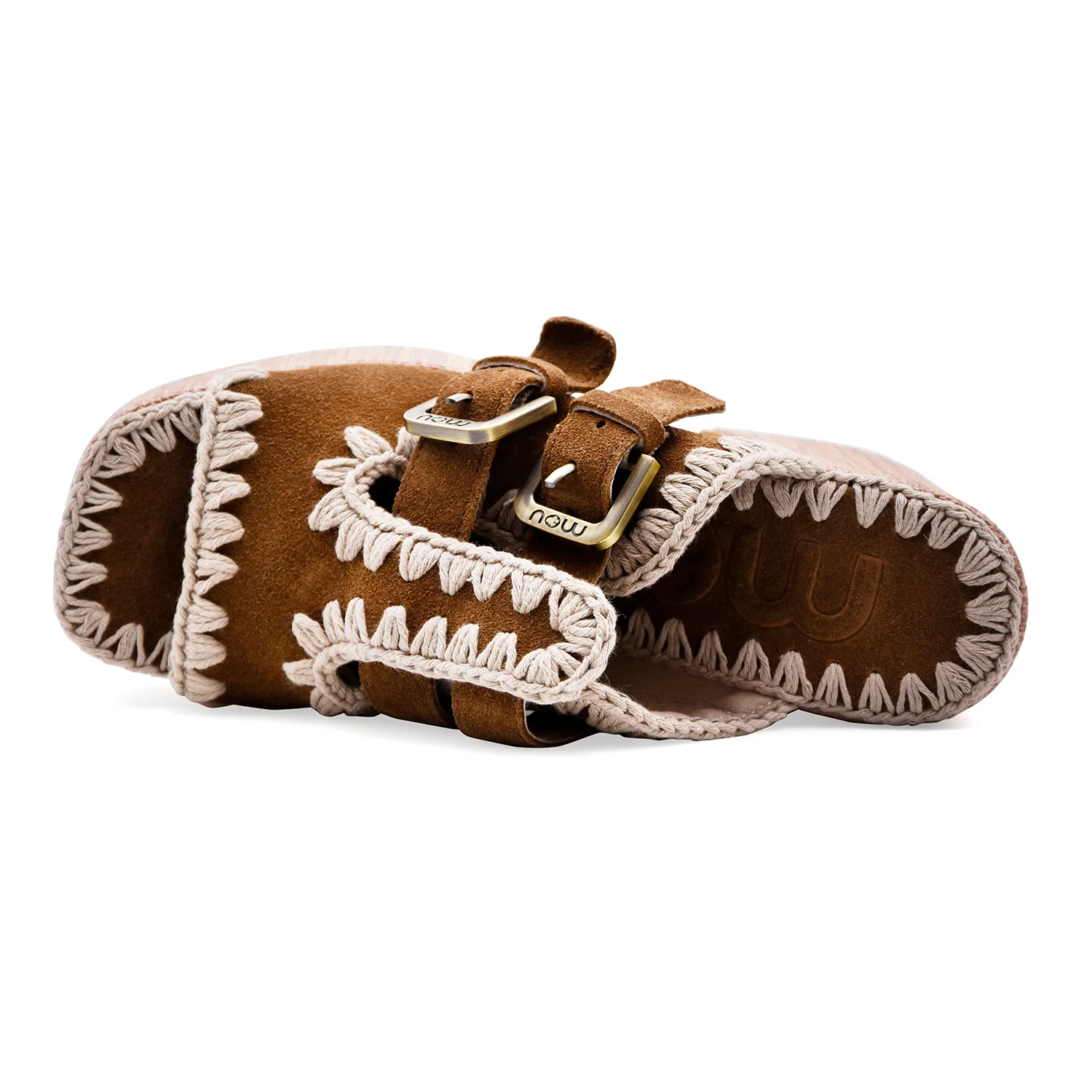 Sandali Donna Mou Camoscio Marrone RAFFIA PLATFORM TWO-BUCKLES - Image 4