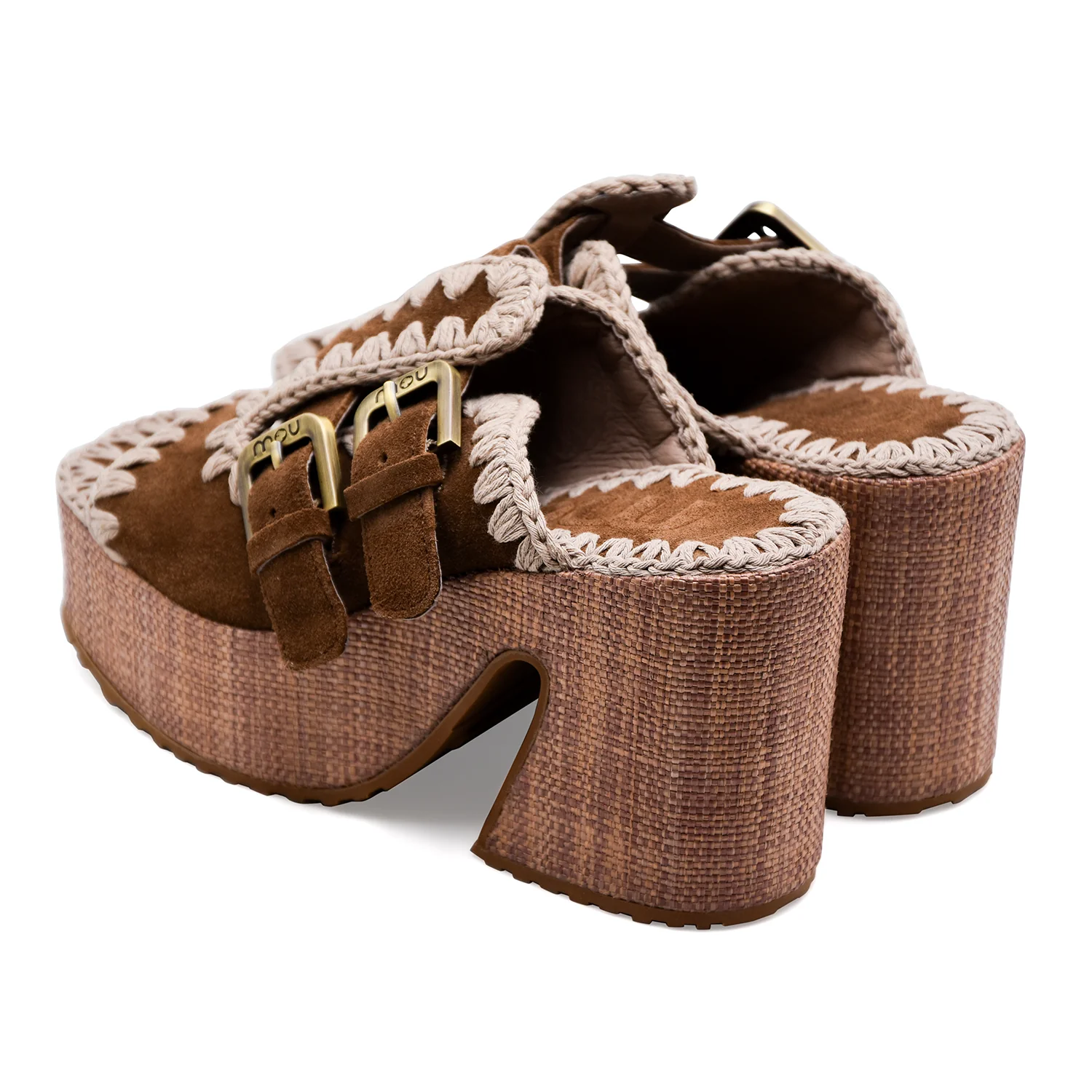 Sandali Donna Mou Camoscio Marrone RAFFIA PLATFORM TWO-BUCKLES - Image 5