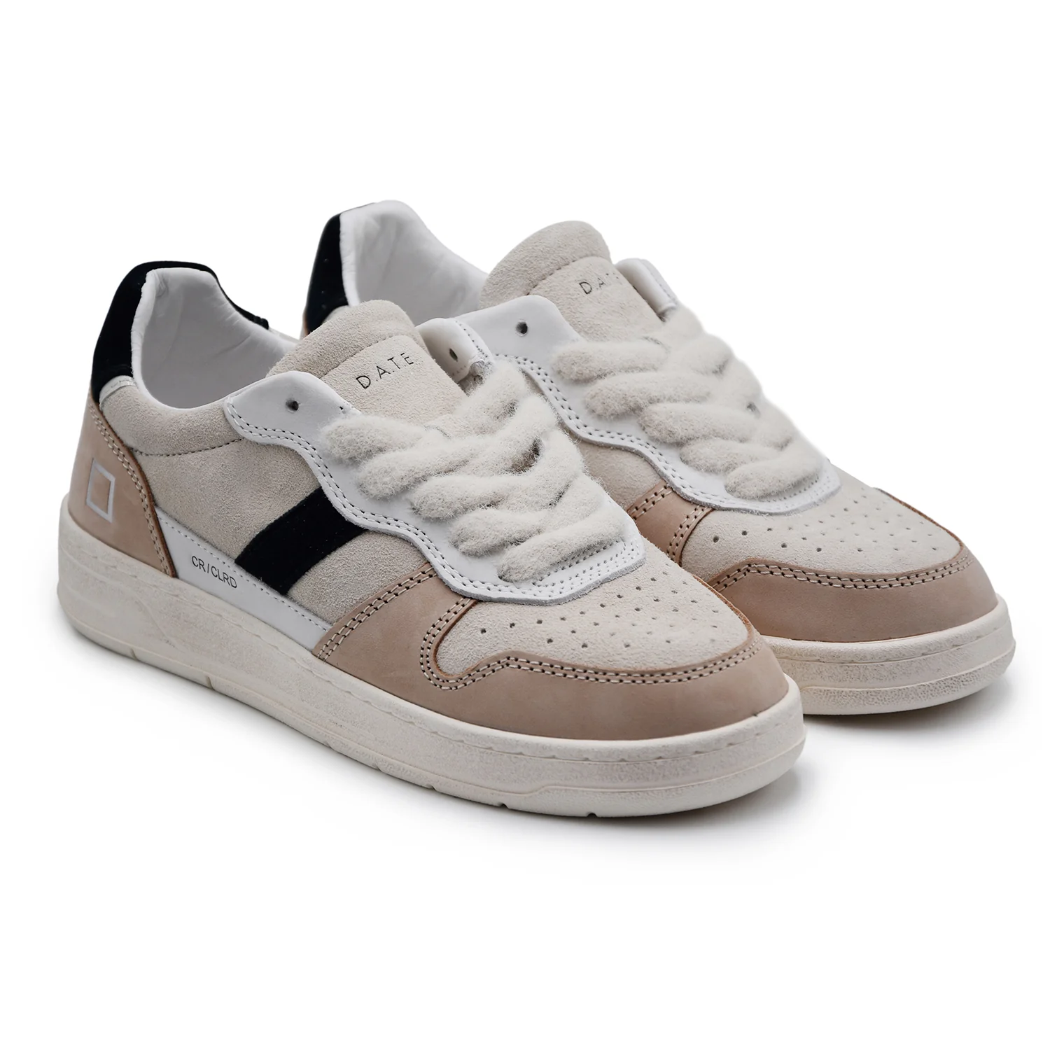 Sneakers Donna D.A.T.E Court 2.0 Beige Con Dettagli In Velluto - Image 2